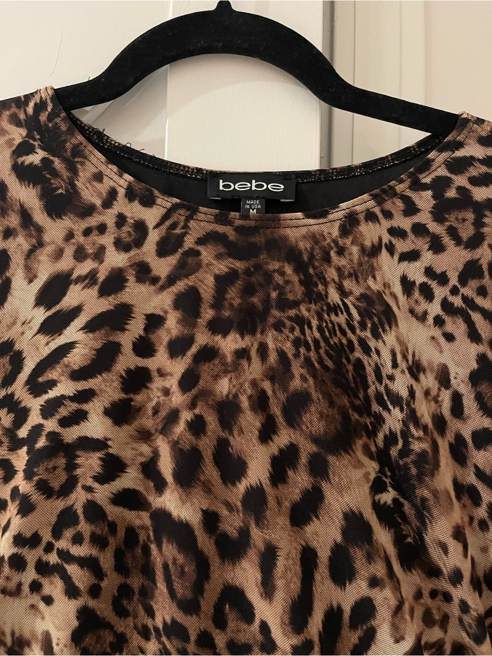 bebe Long-Sleeve Leopard Print Maxi Dress - Brown/Black - Picture 4 of 4